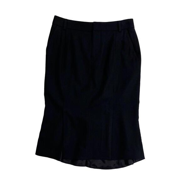 TOM FORD Size 38 Italy Solid Black Wool Blend Pleat Front Designer Pencil Skirt - Picture 1 of 11